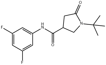 1-tert-butyl-N-(3,5-difluorophenyl)-5-oxopyrrolidine-3-carboxamide Struktur