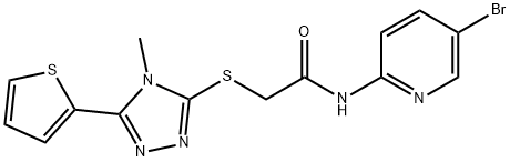 N-(5-bromopyridin-2-yl)-2-[(4-methyl-5-thiophen-2-yl-1,2,4-triazol-3-yl)sulfanyl]acetamide Struktur