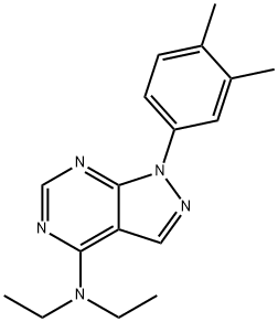 1-(3,4-dimethylphenyl)-N,N-diethylpyrazolo[3,4-d]pyrimidin-4-amine Struktur