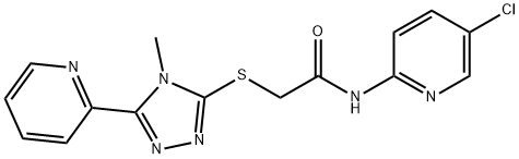 N-(5-chloropyridin-2-yl)-2-[(4-methyl-5-pyridin-2-yl-1,2,4-triazol-3-yl)sulfanyl]acetamide Struktur