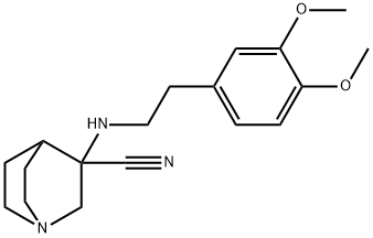 3-[2-(3,4-dimethoxyphenyl)ethylamino]-1-azabicyclo[2.2.2]octane-3-carbonitrile Struktur