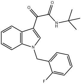 N-tert-butyl-2-[1-[(2-fluorophenyl)methyl]indol-3-yl]-2-oxoacetamide Struktur