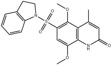 6-(2,3-dihydroindol-1-ylsulfonyl)-5,8-dimethoxy-4-methyl-1H-quinolin-2-one Struktur