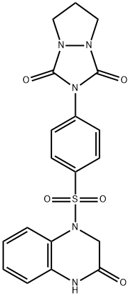 2-[4-[(3-oxo-2,4-dihydroquinoxalin-1-yl)sulfonyl]phenyl]-6,7-dihydro-5H-pyrazolo[1,2-a][1,2,4]triazole-1,3-dione Struktur