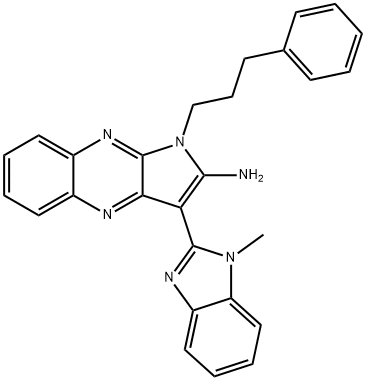 3-(1-methylbenzimidazol-2-yl)-1-(3-phenylpropyl)pyrrolo[3,2-b]quinoxalin-2-amine Struktur