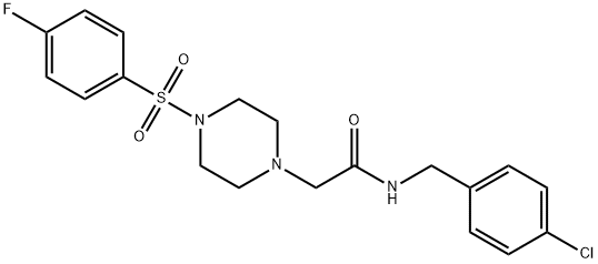 N-[(4-chlorophenyl)methyl]-2-[4-(4-fluorophenyl)sulfonylpiperazin-1-yl]acetamide Struktur