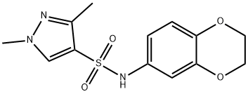 N-(2,3-dihydro-1,4-benzodioxin-6-yl)-1,3-dimethylpyrazole-4-sulfonamide Struktur