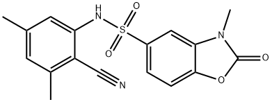 N-(2-cyano-3,5-dimethylphenyl)-3-methyl-2-oxo-1,3-benzoxazole-5-sulfonamide Struktur