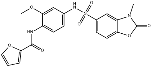 N-[2-methoxy-4-[(3-methyl-2-oxo-1,3-benzoxazol-5-yl)sulfonylamino]phenyl]furan-2-carboxamide Struktur