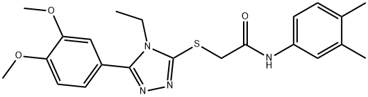 2-[[5-(3,4-dimethoxyphenyl)-4-ethyl-1,2,4-triazol-3-yl]sulfanyl]-N-(3,4-dimethylphenyl)acetamide Struktur