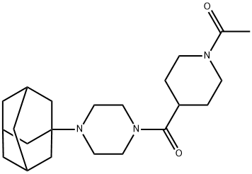 1-[4-[4-(1-adamantyl)piperazine-1-carbonyl]piperidin-1-yl]ethanone Struktur