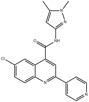 6-chloro-N-(1,5-dimethylpyrazol-3-yl)-2-pyridin-4-ylquinoline-4-carboxamide Struktur