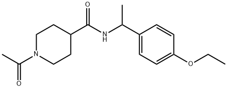 1-acetyl-N-[1-(4-ethoxyphenyl)ethyl]piperidine-4-carboxamide Struktur