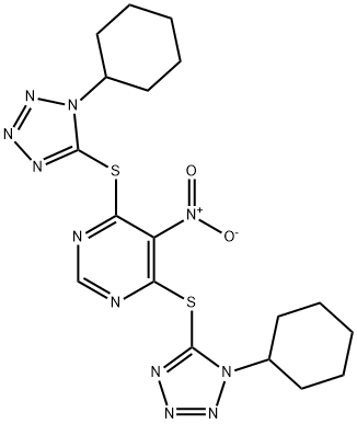 4,6-bis[(1-cyclohexyltetrazol-5-yl)sulfanyl]-5-nitropyrimidine Struktur