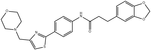 3-(1,3-benzodioxol-5-yl)-N-[4-[4-(morpholin-4-ylmethyl)-1,3-thiazol-2-yl]phenyl]propanamide Struktur