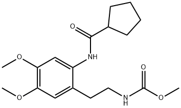 methyl N-[2-[2-(cyclopentanecarbonylamino)-4,5-dimethoxyphenyl]ethyl]carbamate Struktur