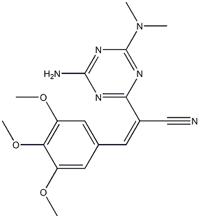 (E)-2-[4-amino-6-(dimethylamino)-1,3,5-triazin-2-yl]-3-(3,4,5-trimethoxyphenyl)prop-2-enenitrile Struktur