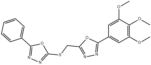 2-phenyl-5-[[5-(3,4,5-trimethoxyphenyl)-1,3,4-oxadiazol-2-yl]methylsulfanyl]-1,3,4-oxadiazole Struktur