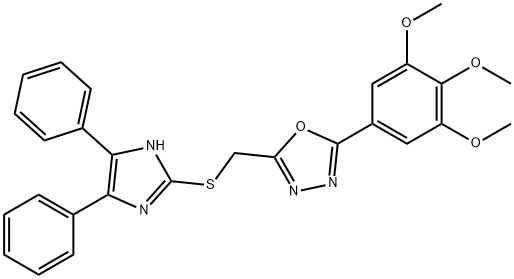 2-[(4,5-diphenyl-1H-imidazol-2-yl)sulfanylmethyl]-5-(3,4,5-trimethoxyphenyl)-1,3,4-oxadiazole Struktur