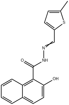 2-hydroxy-N-[(E)-(5-methylthiophen-2-yl)methylideneamino]naphthalene-1-carboxamide Struktur