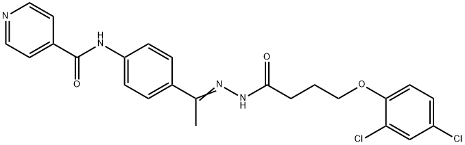 N-[4-[(Z)-N-[4-(2,4-dichlorophenoxy)butanoylamino]-C-methylcarbonimidoyl]phenyl]pyridine-4-carboxamide Struktur