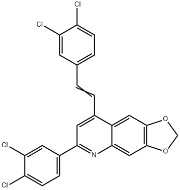 6-(3,4-dichlorophenyl)-8-[(E)-2-(3,4-dichlorophenyl)ethenyl]-[1,3]dioxolo[4,5-g]quinoline Struktur