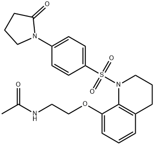 N-[2-[[1-[4-(2-oxopyrrolidin-1-yl)phenyl]sulfonyl-3,4-dihydro-2H-quinolin-8-yl]oxy]ethyl]acetamide Struktur