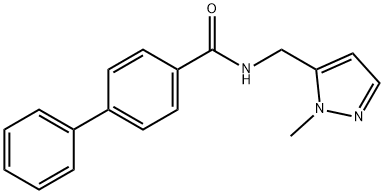 N-[(2-methylpyrazol-3-yl)methyl]-4-phenylbenzamide Struktur