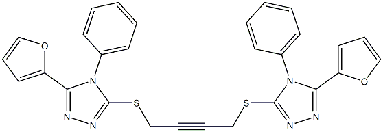 3-(furan-2-yl)-5-[4-[[5-(furan-2-yl)-4-phenyl-1,2,4-triazol-3-yl]sulfanyl]but-2-ynylsulfanyl]-4-phenyl-1,2,4-triazole Struktur