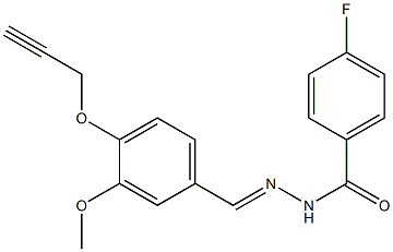 4-fluoro-N-[(E)-(3-methoxy-4-prop-2-ynoxyphenyl)methylideneamino]benzamide Struktur