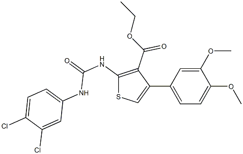 ethyl 2-[(3,4-dichlorophenyl)carbamoylamino]-4-(3,4-dimethoxyphenyl)thiophene-3-carboxylate Struktur