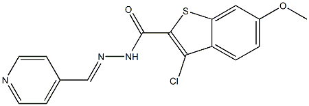 3-chloro-6-methoxy-N-[(E)-pyridin-4-ylmethylideneamino]-1-benzothiophene-2-carboxamide Struktur