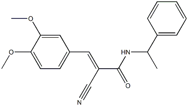 (E)-2-cyano-3-(3,4-dimethoxyphenyl)-N-(1-phenylethyl)prop-2-enamide Struktur