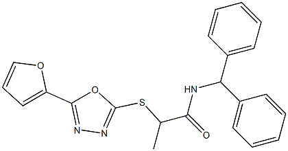 N-benzhydryl-2-[[5-(furan-2-yl)-1,3,4-oxadiazol-2-yl]sulfanyl]propanamide Struktur