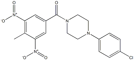 [4-(4-chlorophenyl)piperazin-1-yl]-(4-methyl-3,5-dinitrophenyl)methanone Struktur