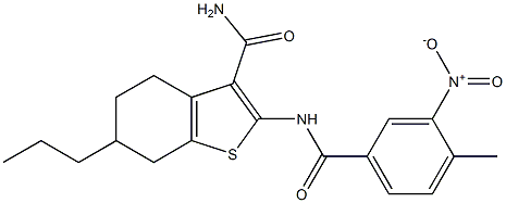 2-[(4-methyl-3-nitrobenzoyl)amino]-6-propyl-4,5,6,7-tetrahydro-1-benzothiophene-3-carboxamide Struktur