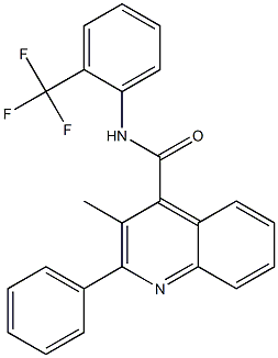 3-methyl-2-phenyl-N-[2-(trifluoromethyl)phenyl]quinoline-4-carboxamide Struktur