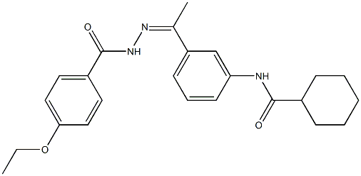 N-[(Z)-1-[3-(cyclohexanecarbonylamino)phenyl]ethylideneamino]-4-ethoxybenzamide Struktur