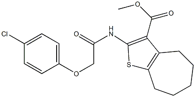 methyl 2-[[2-(4-chlorophenoxy)acetyl]amino]-5,6,7,8-tetrahydro-4H-cyclohepta[b]thiophene-3-carboxylate Struktur