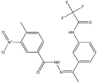 4-methyl-3-nitro-N-[(Z)-1-[3-[(2,2,2-trifluoroacetyl)amino]phenyl]ethylideneamino]benzamide Struktur