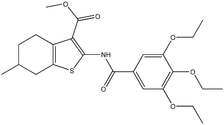 methyl 6-methyl-2-[(3,4,5-triethoxybenzoyl)amino]-4,5,6,7-tetrahydro-1-benzothiophene-3-carboxylate Struktur