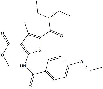 methyl 5-(diethylcarbamoyl)-2-[(4-ethoxybenzoyl)amino]-4-methylthiophene-3-carboxylate Struktur