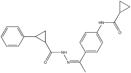 N-[(Z)-1-[4-(cyclopropanecarbonylamino)phenyl]ethylideneamino]-2-phenylcyclopropane-1-carboxamide Struktur