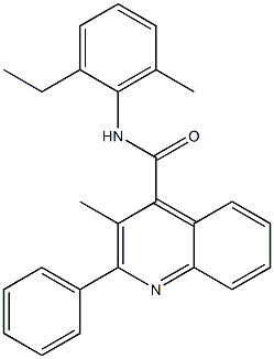 N-(2-ethyl-6-methylphenyl)-3-methyl-2-phenylquinoline-4-carboxamide Struktur