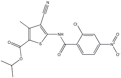 propan-2-yl 5-[(2-chloro-4-nitrobenzoyl)amino]-4-cyano-3-methylthiophene-2-carboxylate Struktur