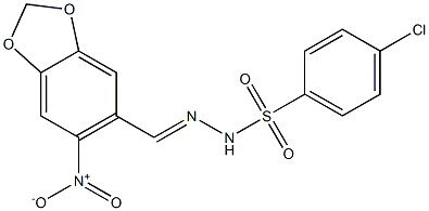 4-chloro-N-[(E)-(6-nitro-1,3-benzodioxol-5-yl)methylideneamino]benzenesulfonamide Struktur