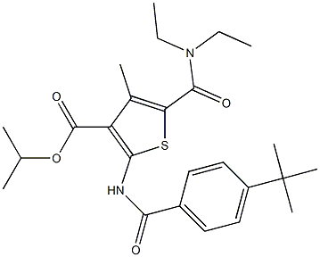 propan-2-yl 2-[(4-tert-butylbenzoyl)amino]-5-(diethylcarbamoyl)-4-methylthiophene-3-carboxylate Struktur