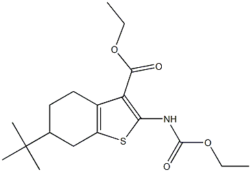 ethyl 6-tert-butyl-2-(ethoxycarbonylamino)-4,5,6,7-tetrahydro-1-benzothiophene-3-carboxylate Struktur