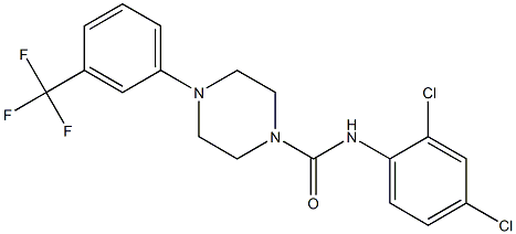 N-(2,4-dichlorophenyl)-4-[3-(trifluoromethyl)phenyl]piperazine-1-carboxamide Struktur