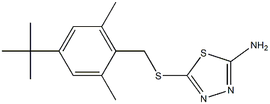 5-[(4-tert-butyl-2,6-dimethylphenyl)methylsulfanyl]-1,3,4-thiadiazol-2-amine Struktur